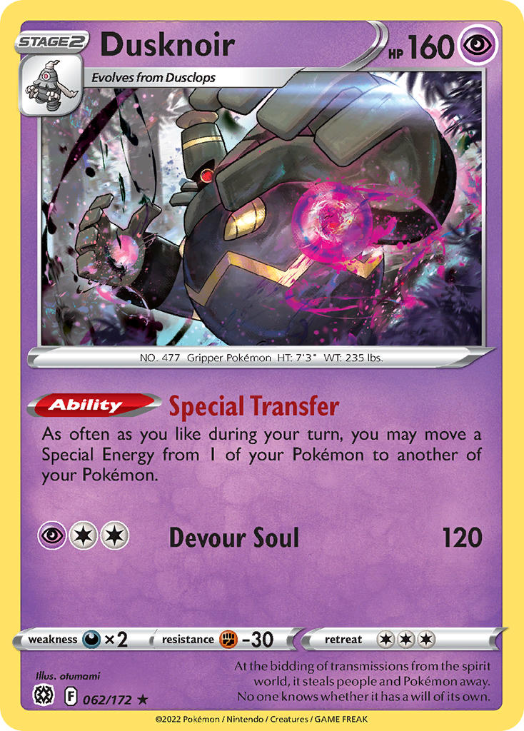 Dusknoir - 062/172 - Holo Rare - Brilliant Stars